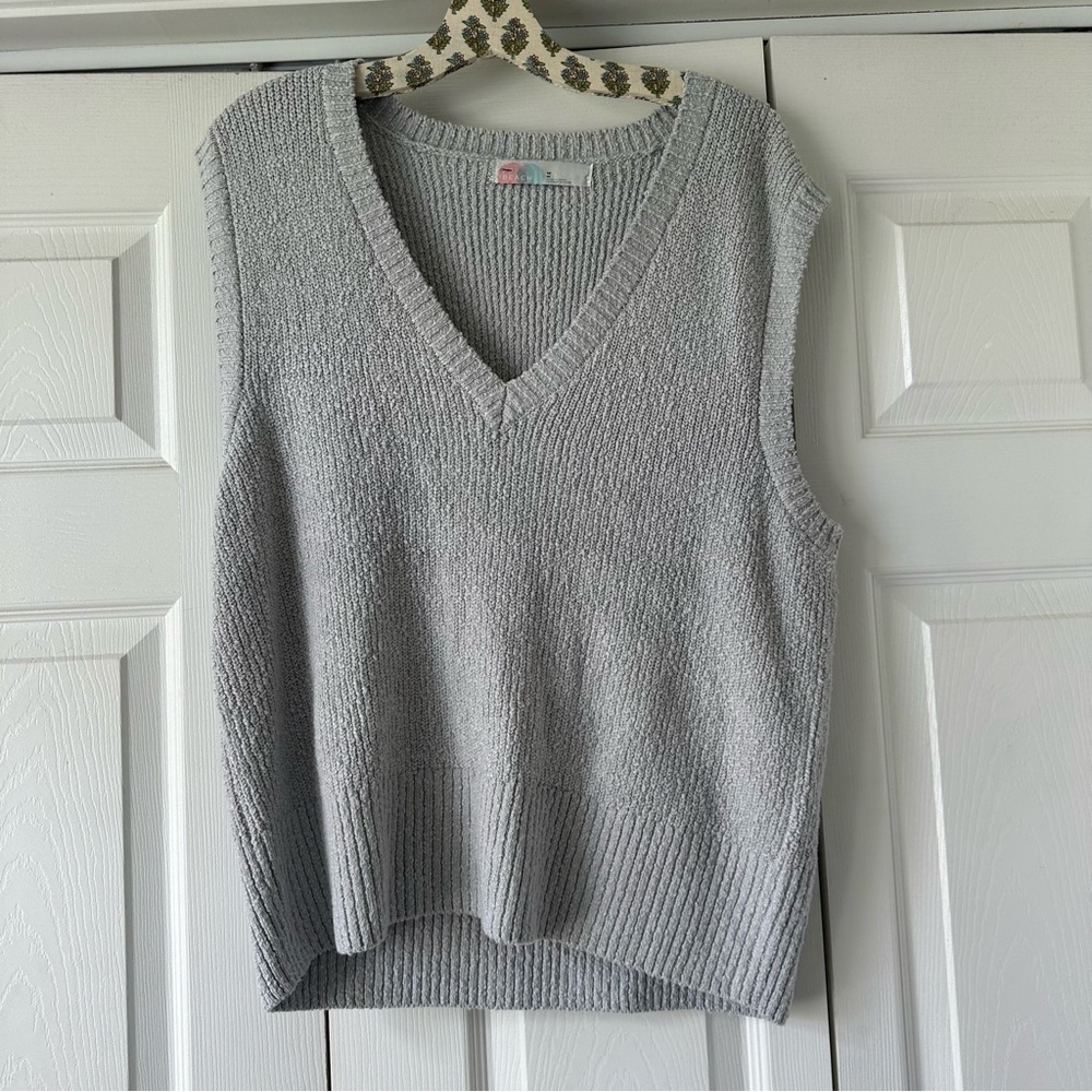 NWOT Free People Beach V-Neck Sweater Vest Penny Knit Top